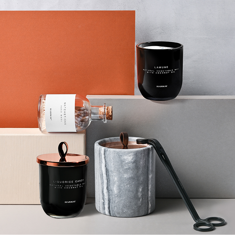 M&Scent Bán buôn Trang trí tùy chỉnh sang trọng Nhãn hiệu riêng Thủy tinh đen Nến Sáp đậu thơm