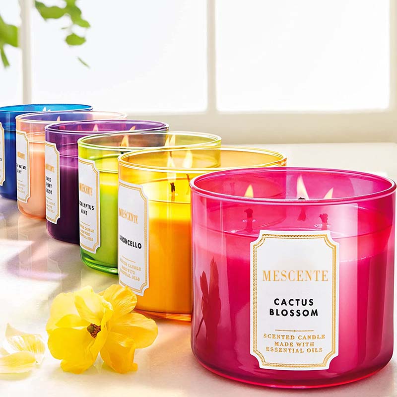 M&Scent Làm Bằng Tay 3 Bấc Nến Sáp Đậu Nành Thơm Hoa Nhài Tự Nhiên Quà Tặng, Nhãn Hiệu Riêng Nến Pha Lê Thơm Phòng