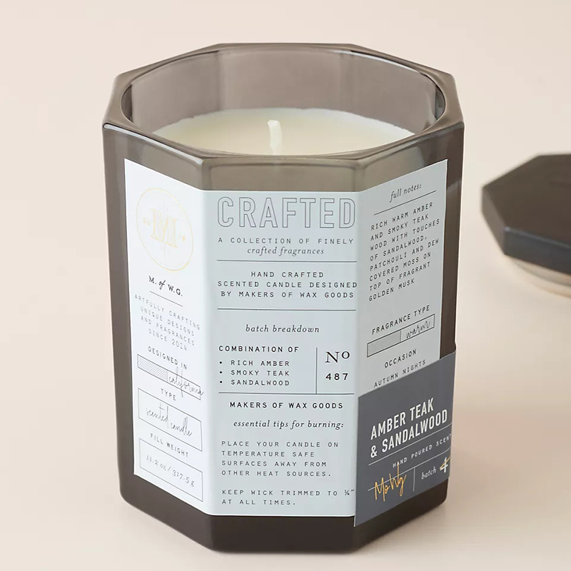 M&Scent Tùy chỉnh sản phẩm gỗ sang Trọng Bông thủy tinh Bình thủy tinh Sáp đậu hỗ trợ Nến thủy tinh thủ công công mùa thu