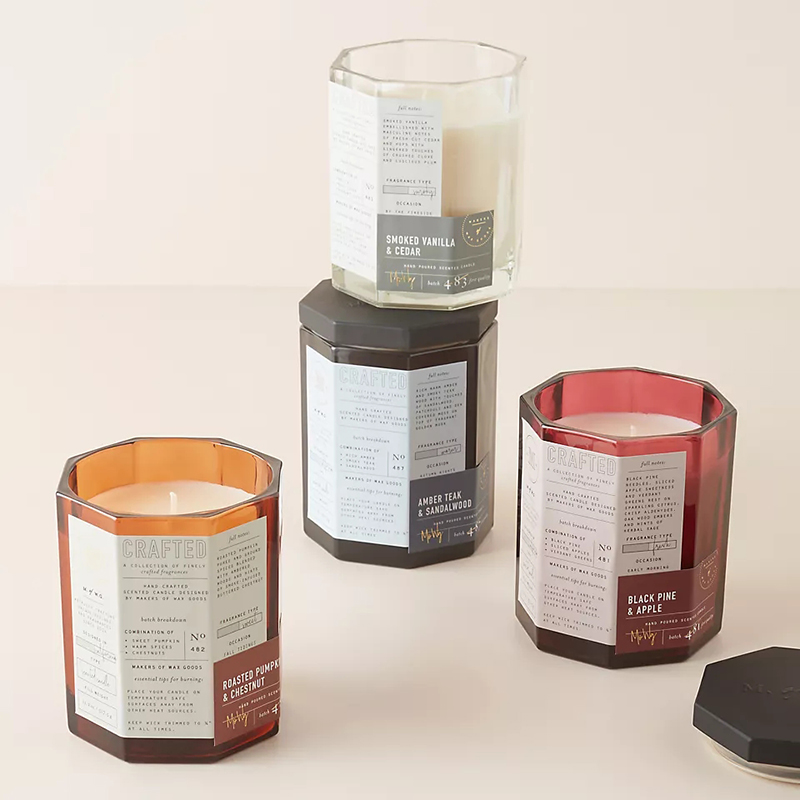 M&Scent Tùy chỉnh sản phẩm gỗ sang Trọng Bông thủy tinh Bình thủy tinh Sáp đậu hỗ trợ Nến thủy tinh thủ công công mùa thu
