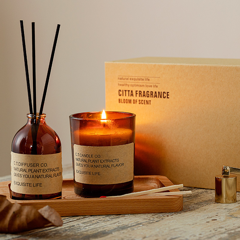 M&Scent trang trí sang trọng bộ máy phun tán sậy và nến thơm có bao bì hộp dạng