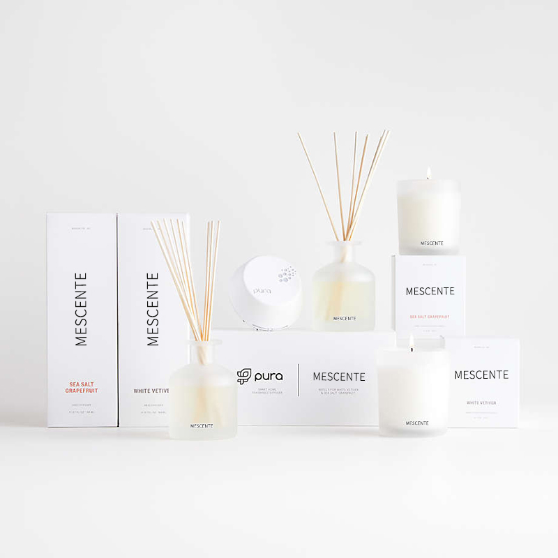 M&Scent nhãn hiệu riêng sang trọng màu tím bộ quà tặng hoa sậy có hộp