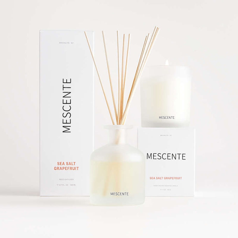 M&Scent nhãn hiệu riêng sang trọng màu tím bộ quà tặng hoa sậy có hộp