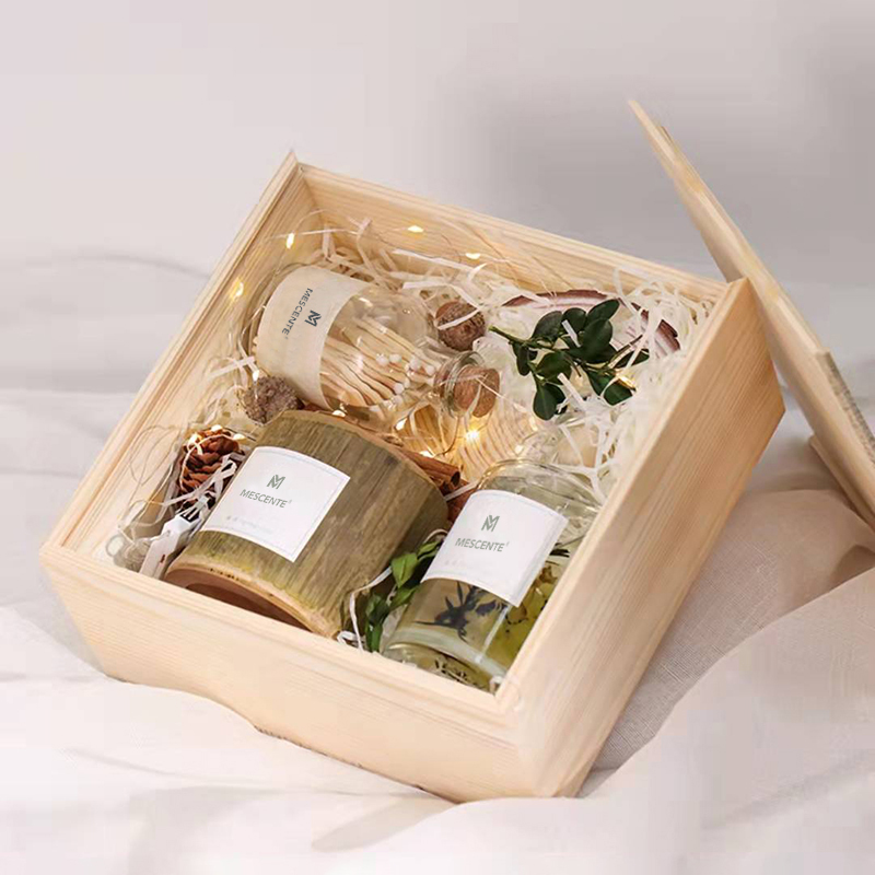 Nến giữ nến bằng gỗ sang trọng M&Scent nhãn hiệu riêng có mùi thơm kèm hộp