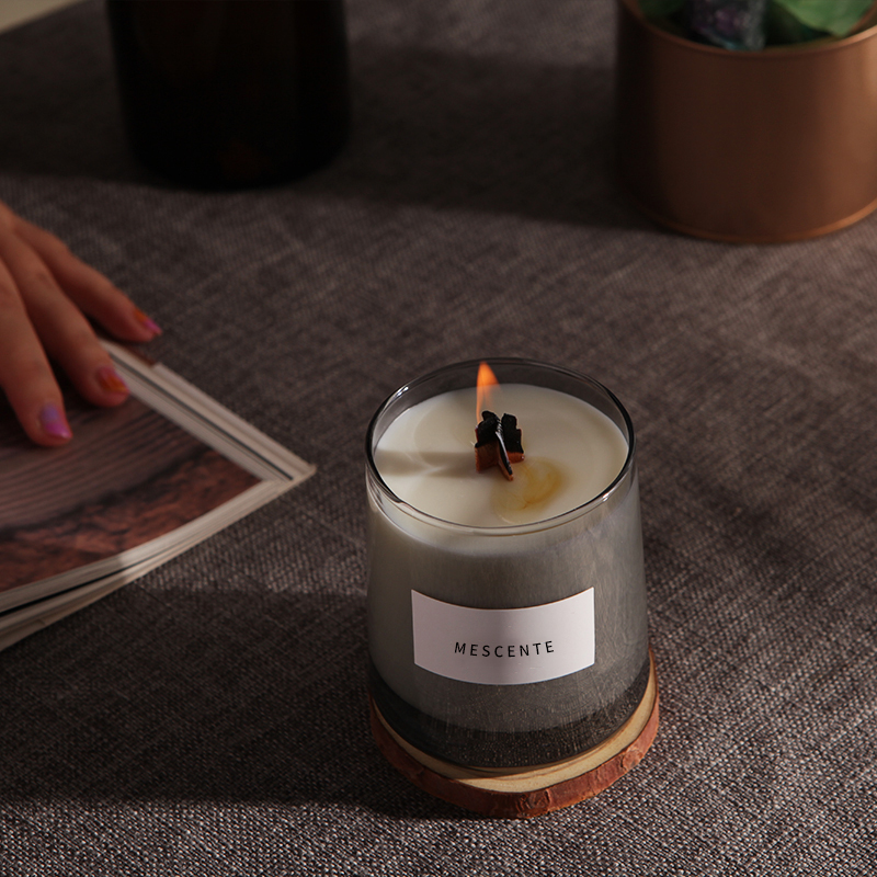 M&Scent lọ thủy tinh cao cấp bấc gỗ pha lê sáp đậu thơm, nến cưới