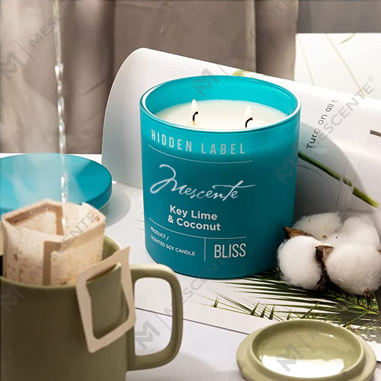 M&Scent Bán buôn Nhãn hiệu riêng sang trọng Lọ đen Nến sáp đậu nành thơm với pha lê