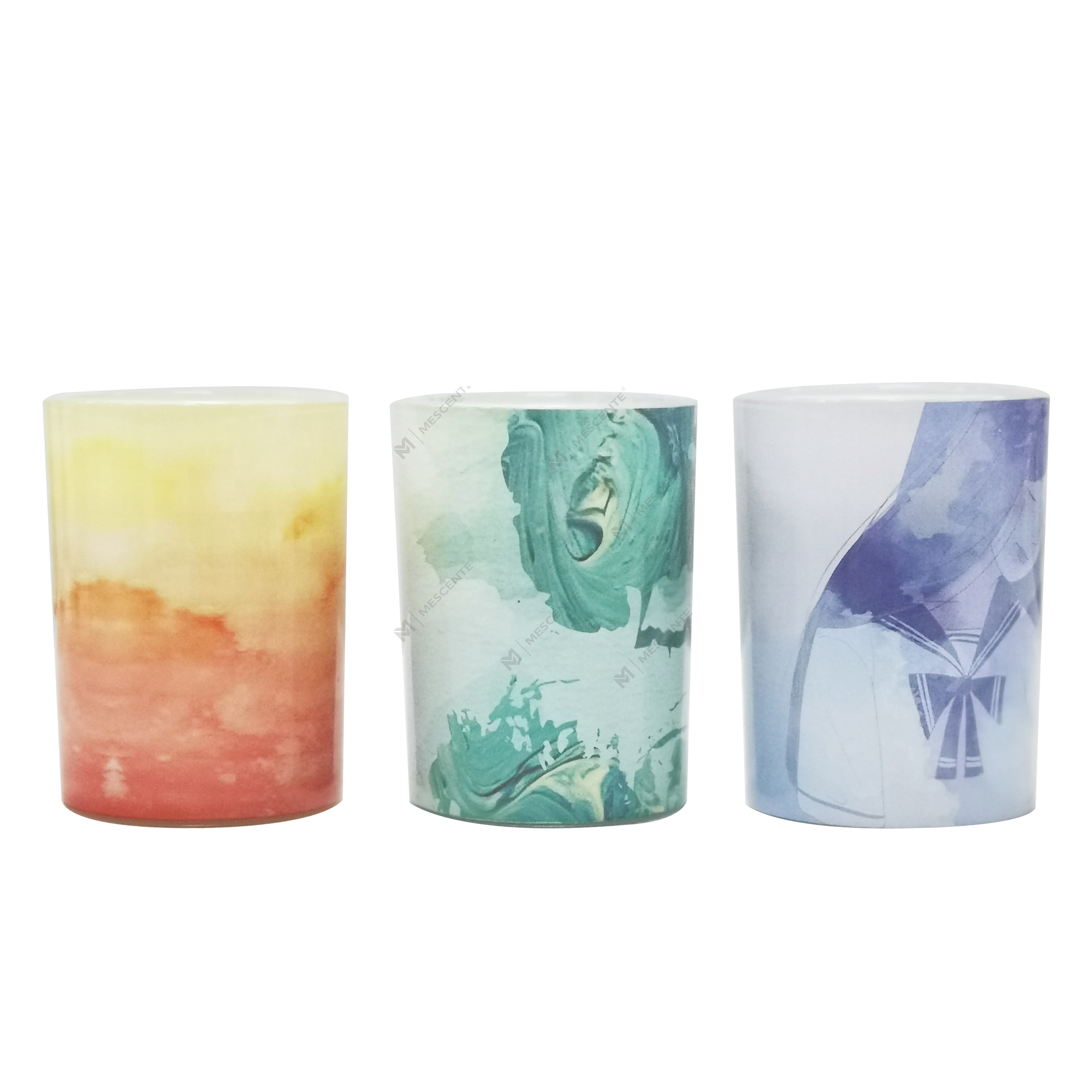 M&Scent bán buôn nhãn hiệu riêng lọ thủy tinh màu xanh lá cây nến cọ,nến tinh thần
