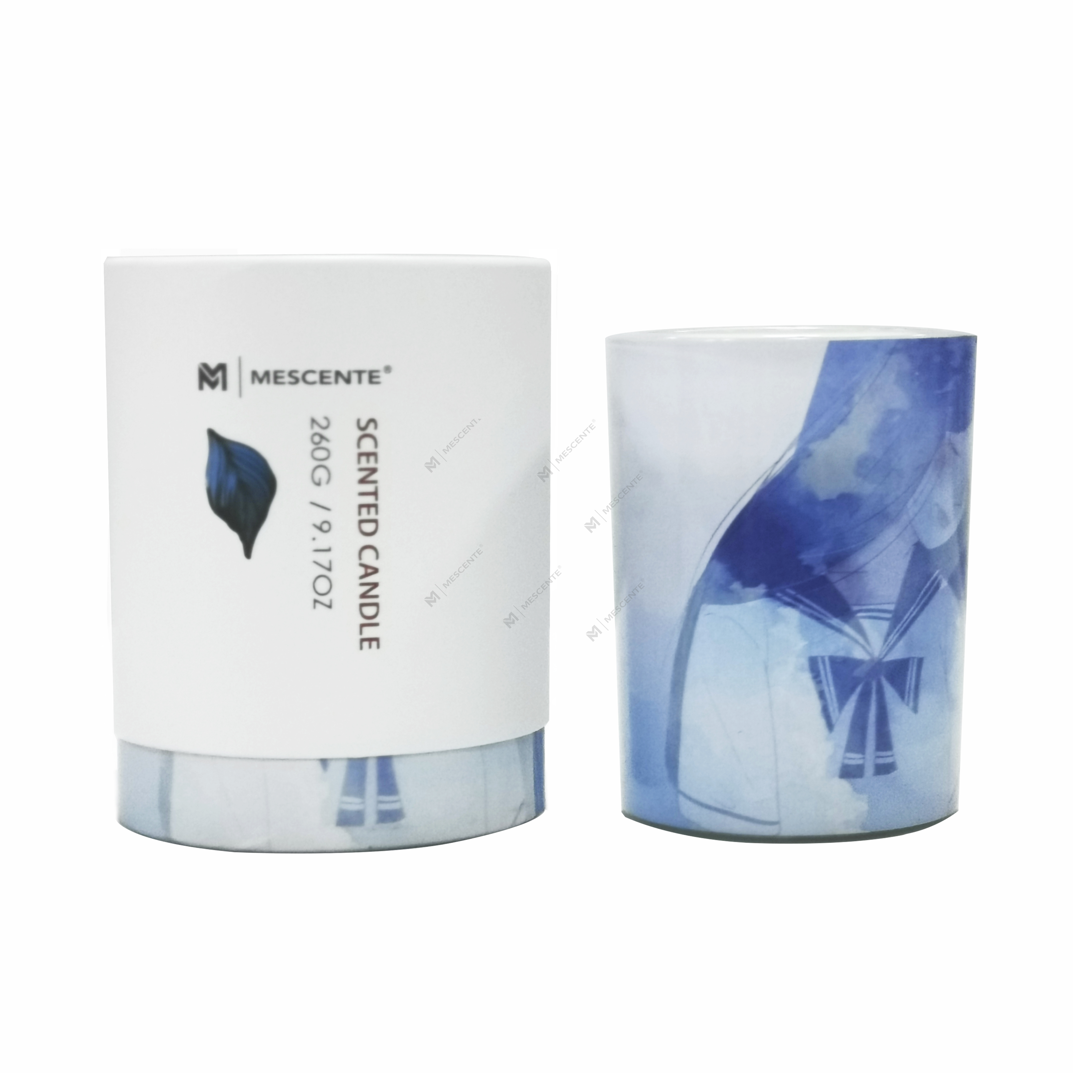 M&Scent bán buôn nhãn hiệu riêng lọ thủy tinh màu xanh lá cây nến cọ,nến tinh thần