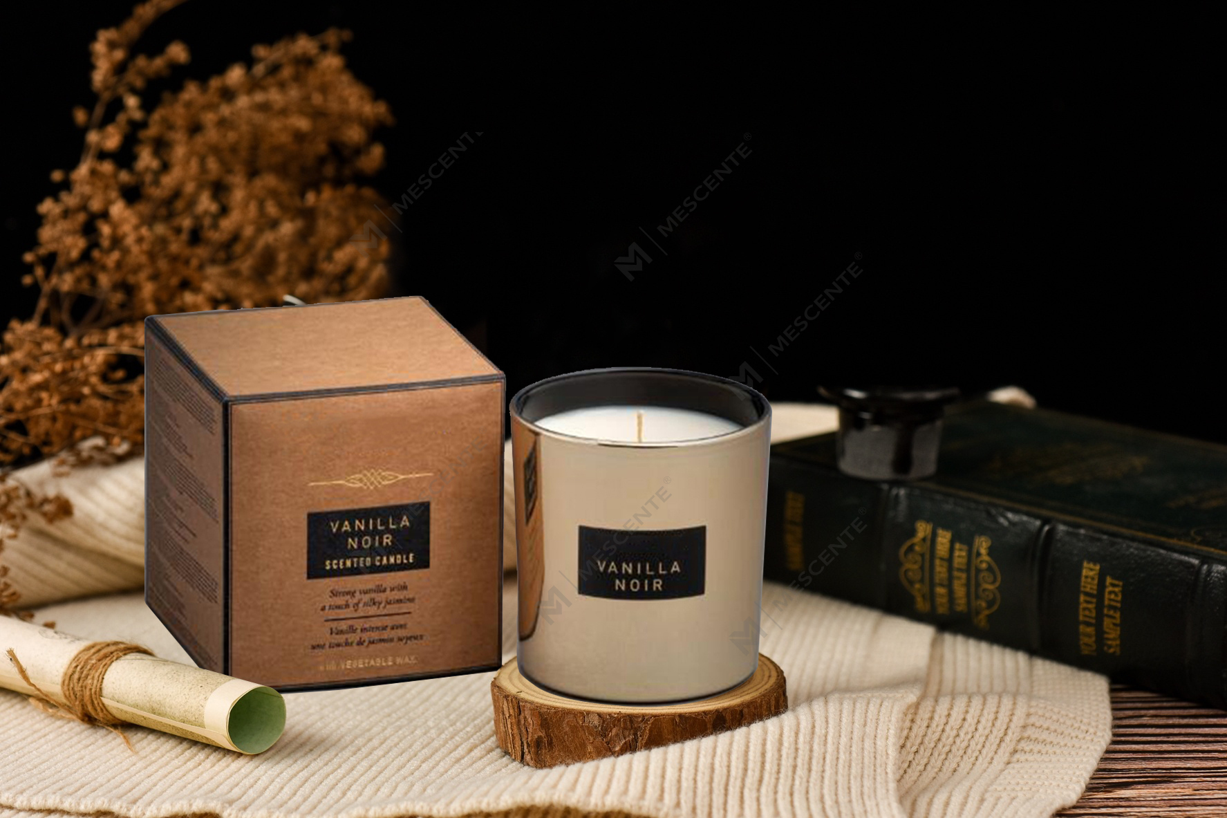 Nến thơm thủy tinh gương dung tích lớn 540g