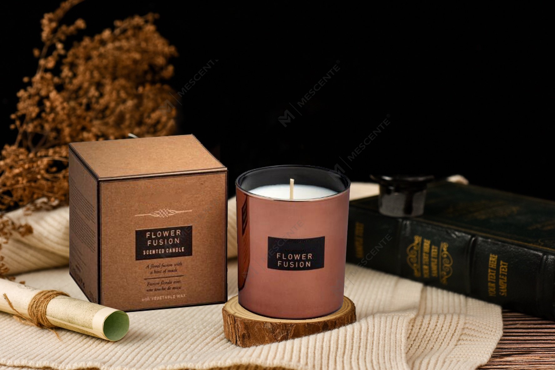 Nến thơm thủy tinh gương dung tích lớn 540g