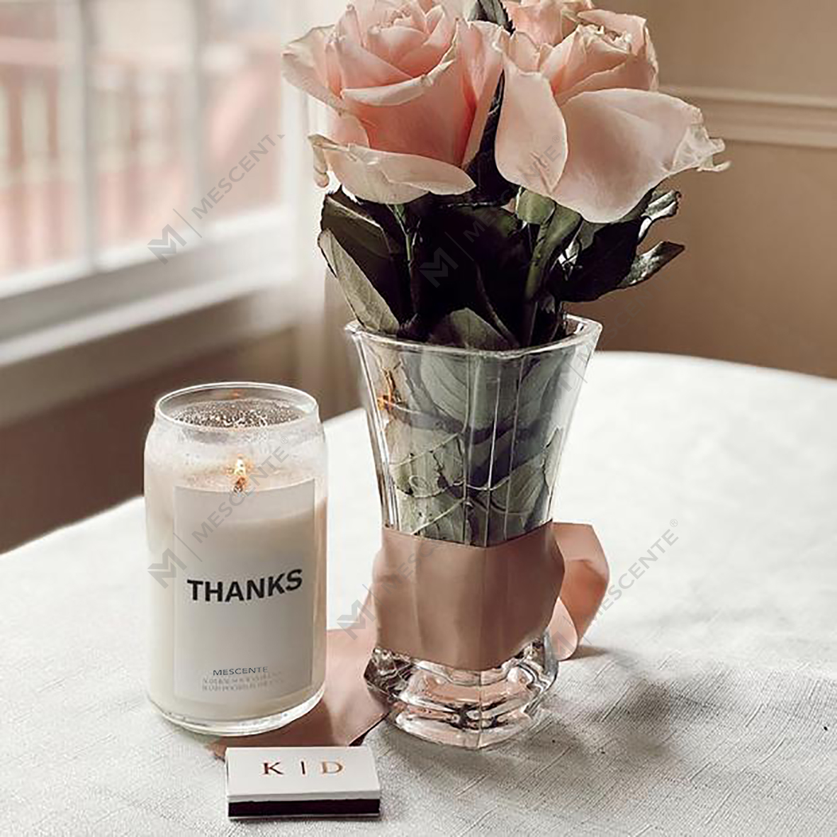 M&Scent Nến gốm Milky Woodwick tùy chỉnh hữu cơ, hộp đựng nến