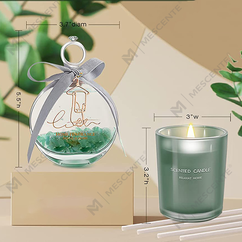 Bộ khuếch tán dầu thơm húng quế chanh M&S cent và Bộ quà tặng nến thơm kèm que cho gia đình