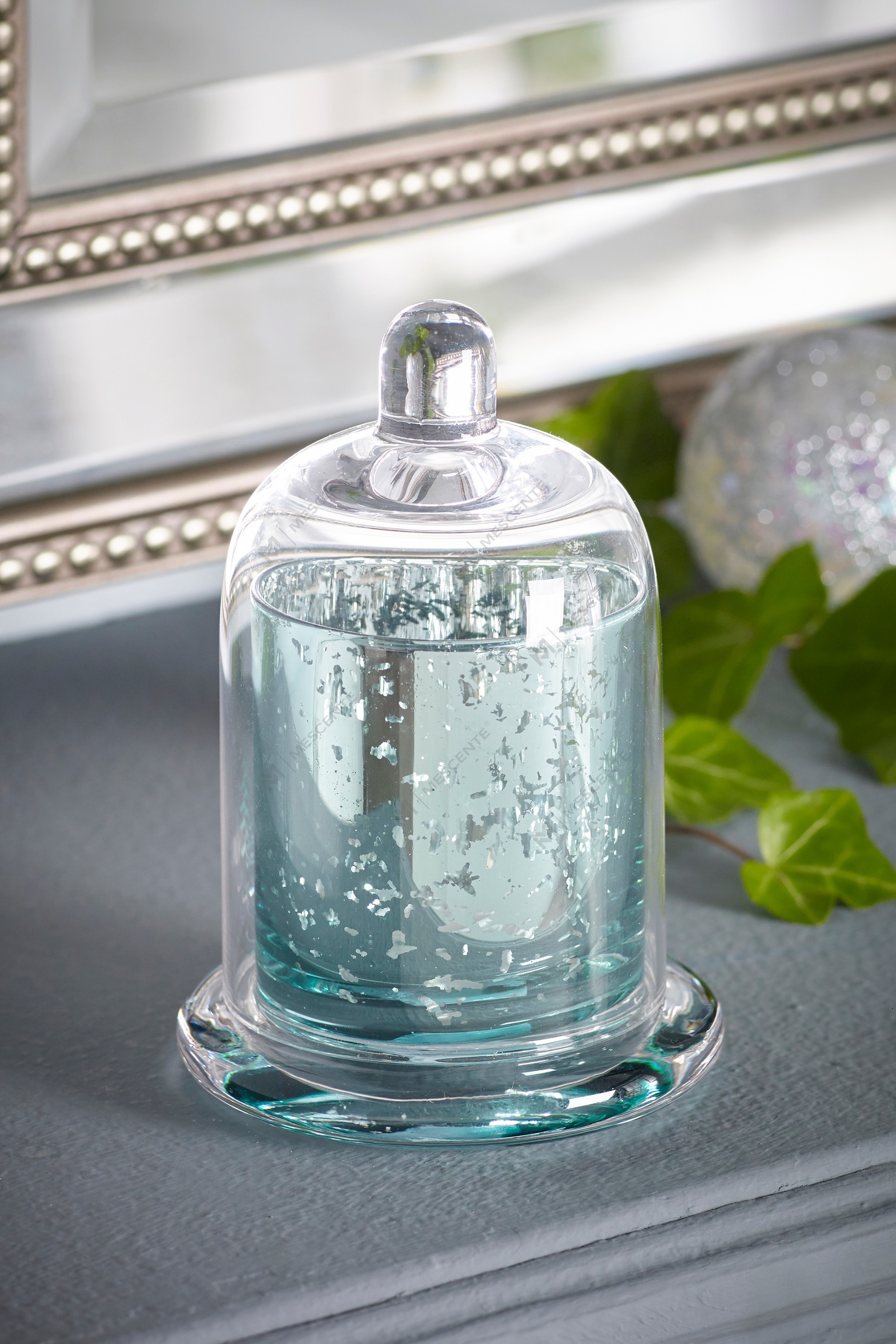 Mescente Luxury Silver Domed cover Đế nến thơm Lọ thủy tinh vòm