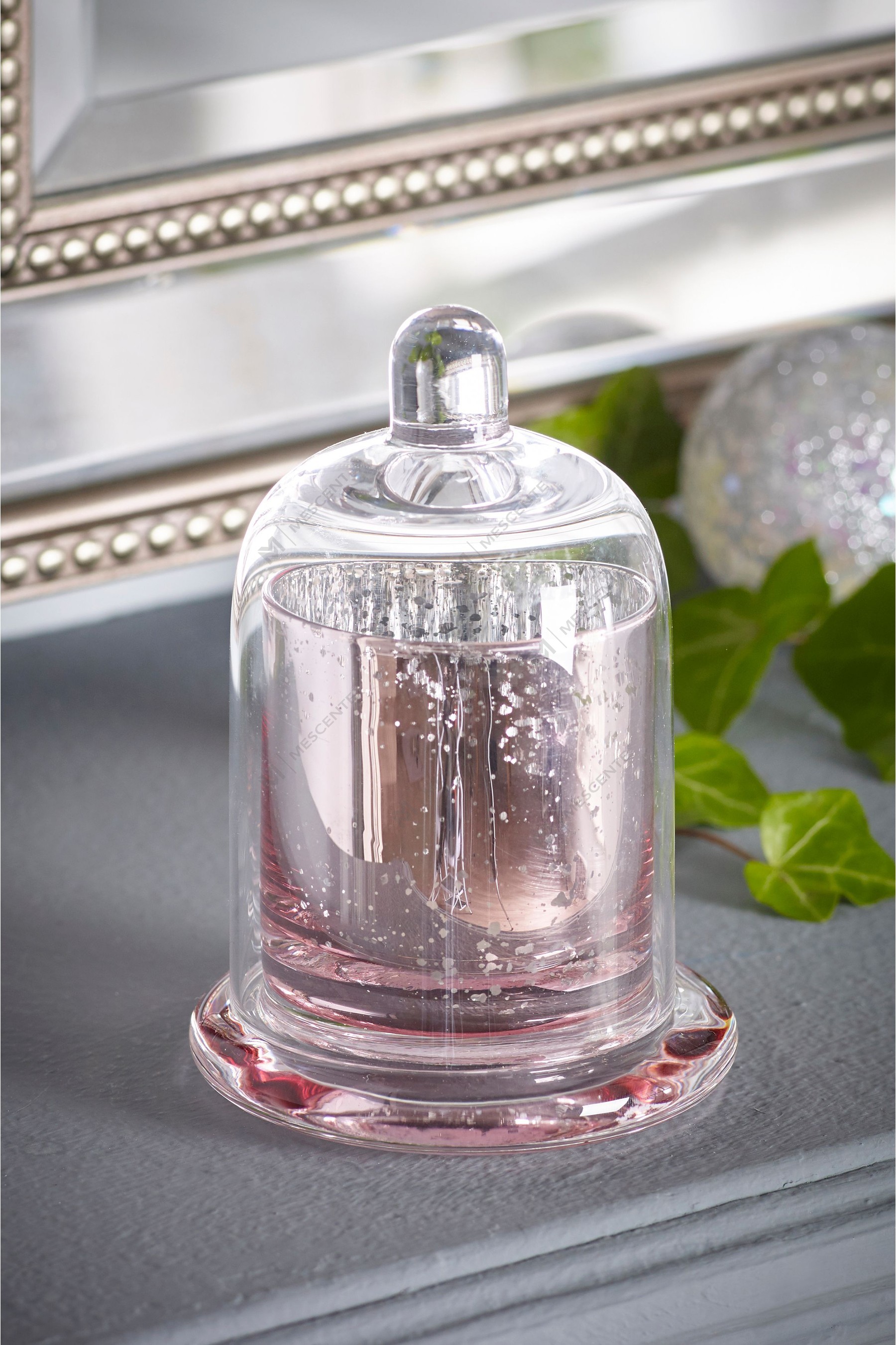 Mescente Luxury Silver Domed cover Đế nến thơm Lọ thủy tinh vòm