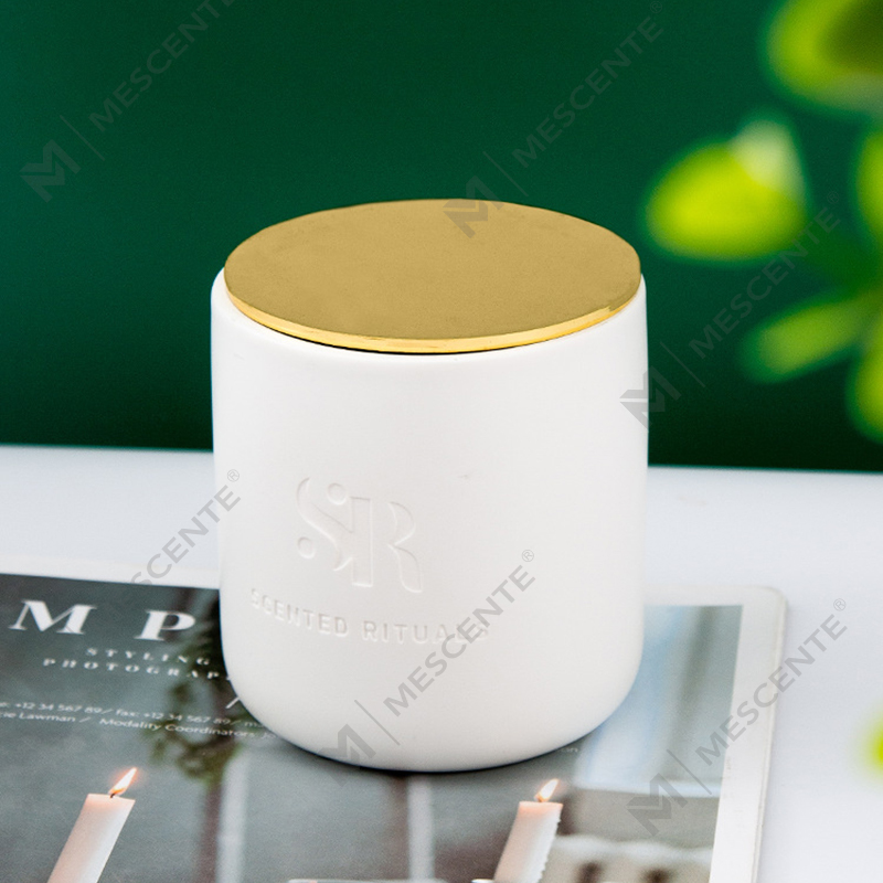 Mùi hương M&S Logo tùy chỉnh Lọ gốm giá rẻ có nắp gỗ Nến, Nến sáp dừa sang trọng