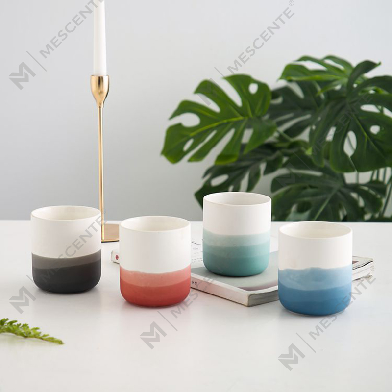 M&Scent Bình nến trang trí màu xanh và trắng bằng gốm hình côn, đèn lồng và lọ nến