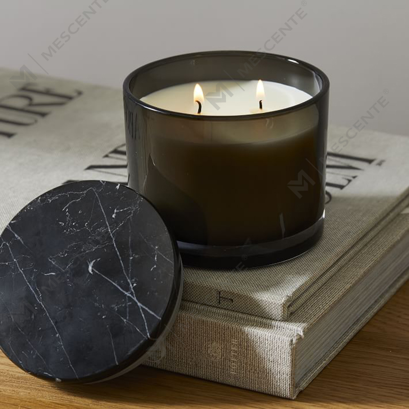 Bán buôn Low Moq Luxury Unlabeled 2 Wick Vitrina Nến có nắp bằng đá cẩm thạch