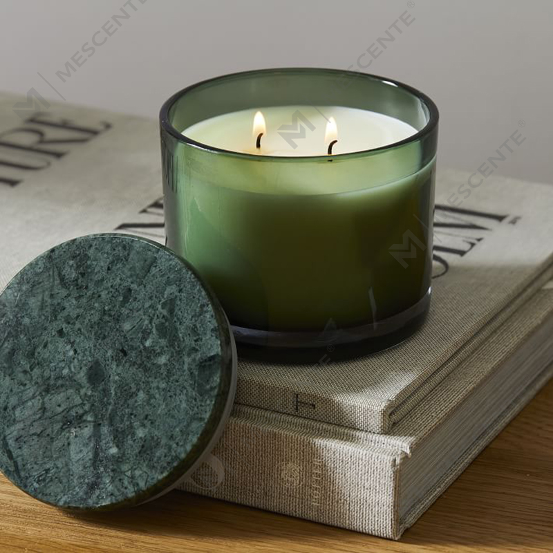 Bán buôn Low Moq Luxury Unlabeled 2 Wick Vitrina Nến có nắp bằng đá cẩm thạch