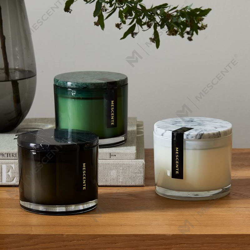 Bán buôn Low Moq Luxury Unlabeled 2 Wick Vitrina Nến có nắp bằng đá cẩm thạch