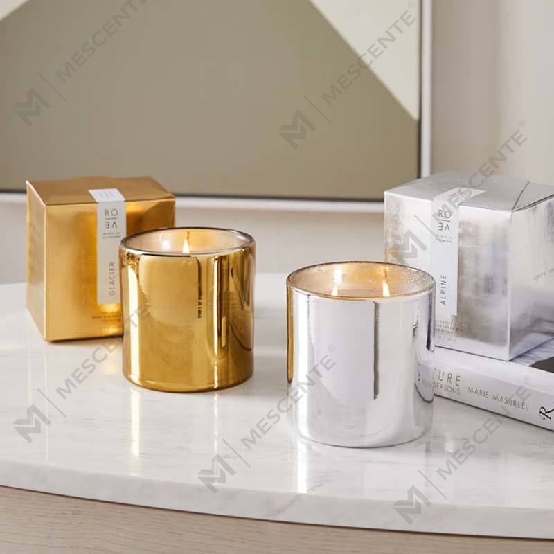 Amazon Luxury Custom Gold Print Logo Black Glass Jar Bộ quà tặng trang trí nến sáp đậu nành thơm