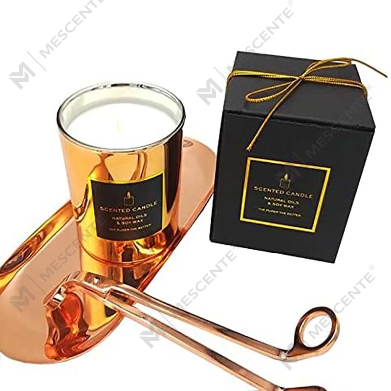 Mới Sang Trọng Có Mùi Thơm Mạnh Mẽ Tự Nhiên Đậu Nành Vàng Kim Loại Có Nắp Hoa Hồng Vàng Lọ Thủy Tinh Thư Giãn Nến Thơm
