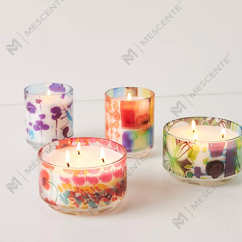 M & Mùi Hương Sang Trọng Tùy Chỉnh Trang Trí Nhãn Hiệu Riêng 3 Bấc Một Chủ Nhật Họa Sĩ Thủy Tinh Pha Lê Thơm Nến Sáp Đậu Nành