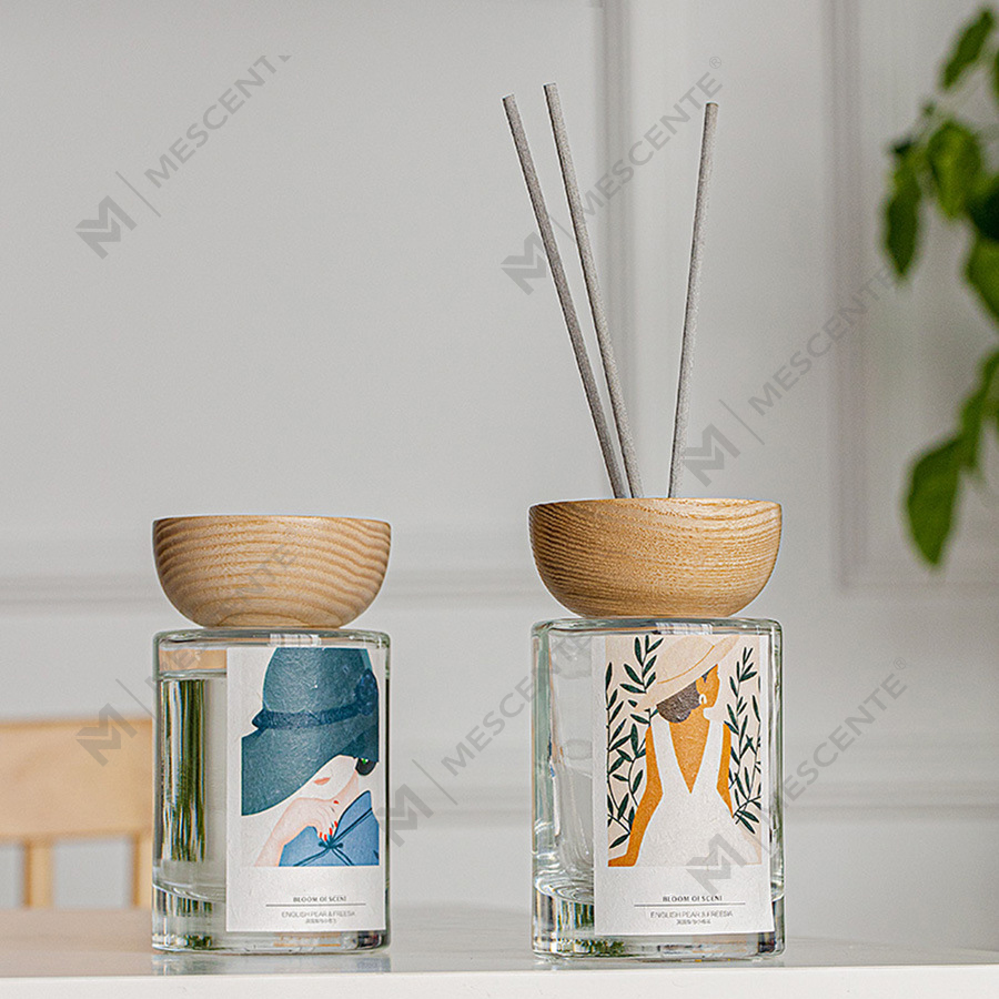 M&Scent bán buôn nhãn hiệu riêng chai thủy tinh dính bộ khuếch tán sậy có nút chặn