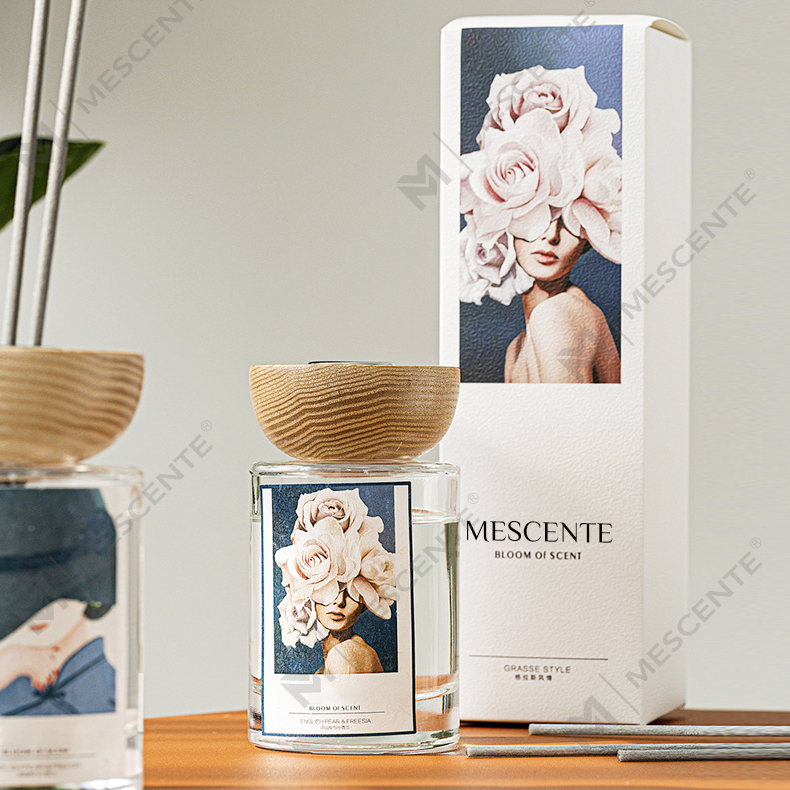 M&Scent bán buôn nhãn hiệu riêng chai thủy tinh dính bộ khuếch tán sậy có nút chặn